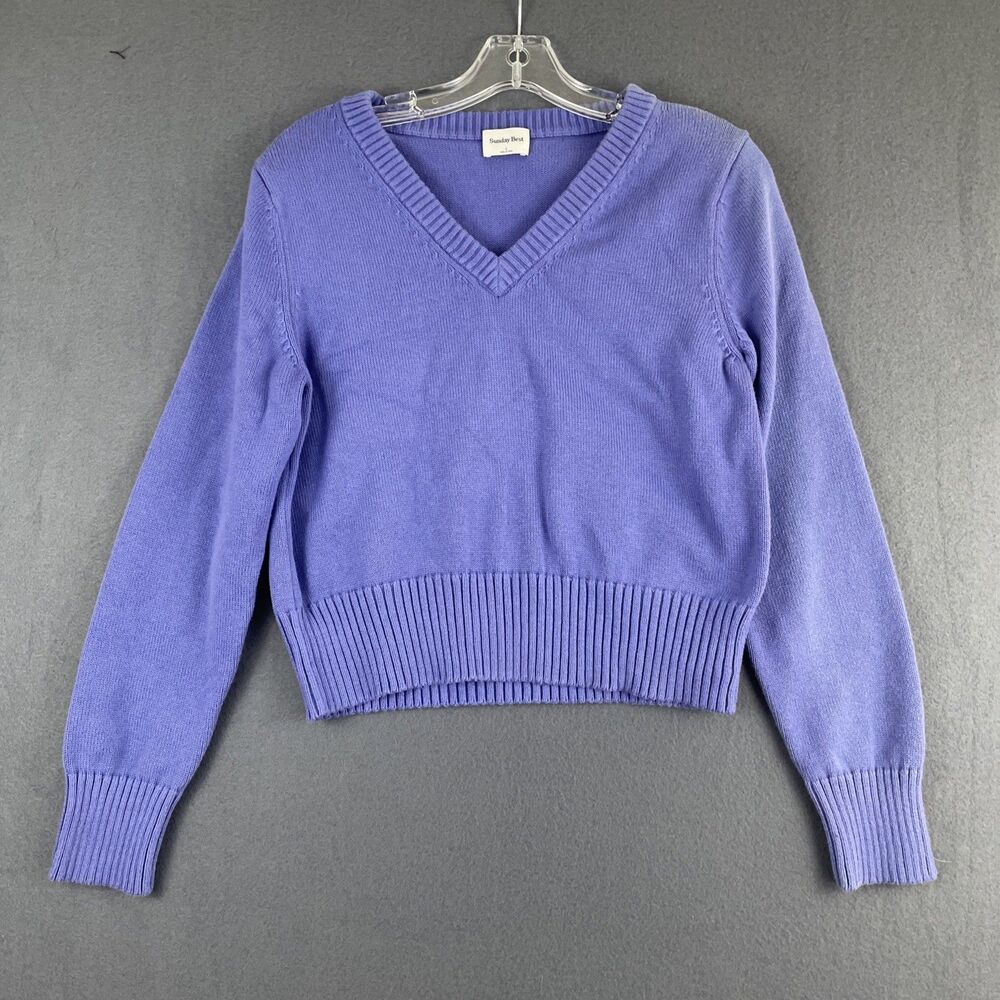 Sunday Best Purple V-Neck Sweater cotton cashmere